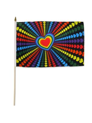 Rainbow Love 4x6in Stick Flag 