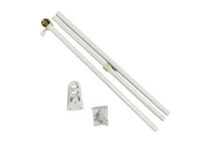 6ft Steel White Flag Pole (Ball Top)