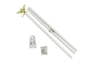 6ft Steel White Flag Pole (Eagle Top)