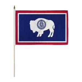 Wyoming 12x18in Stick Flag | Flags Importer | US State Hand Held Flag